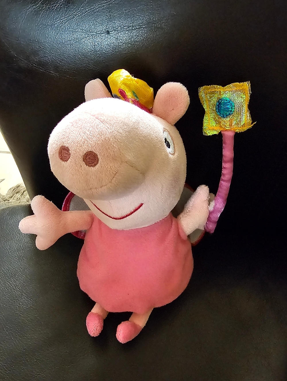 Peppa Pig Plush Princess - Pink with Gold Crown and Wand Ty Beanie Baby EUC